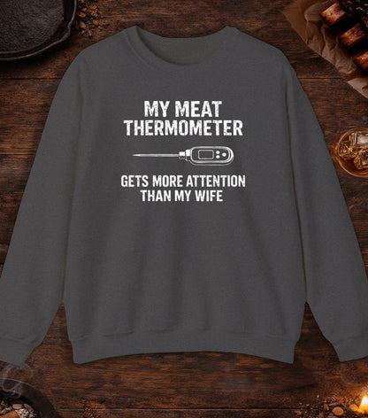 Thermometer More Attention Than Wife Crewneck - Dark Heather