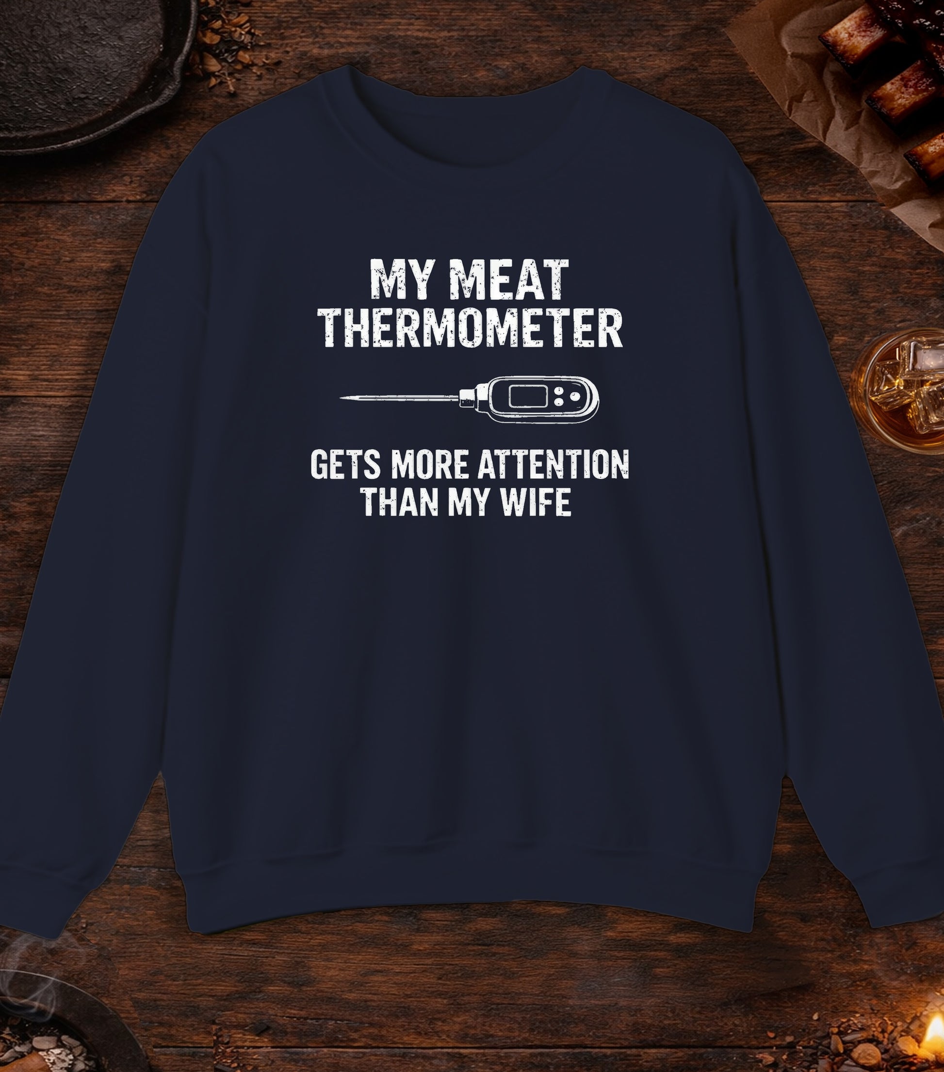 Thermometer More Attention Than Wife Crewneck - Navy