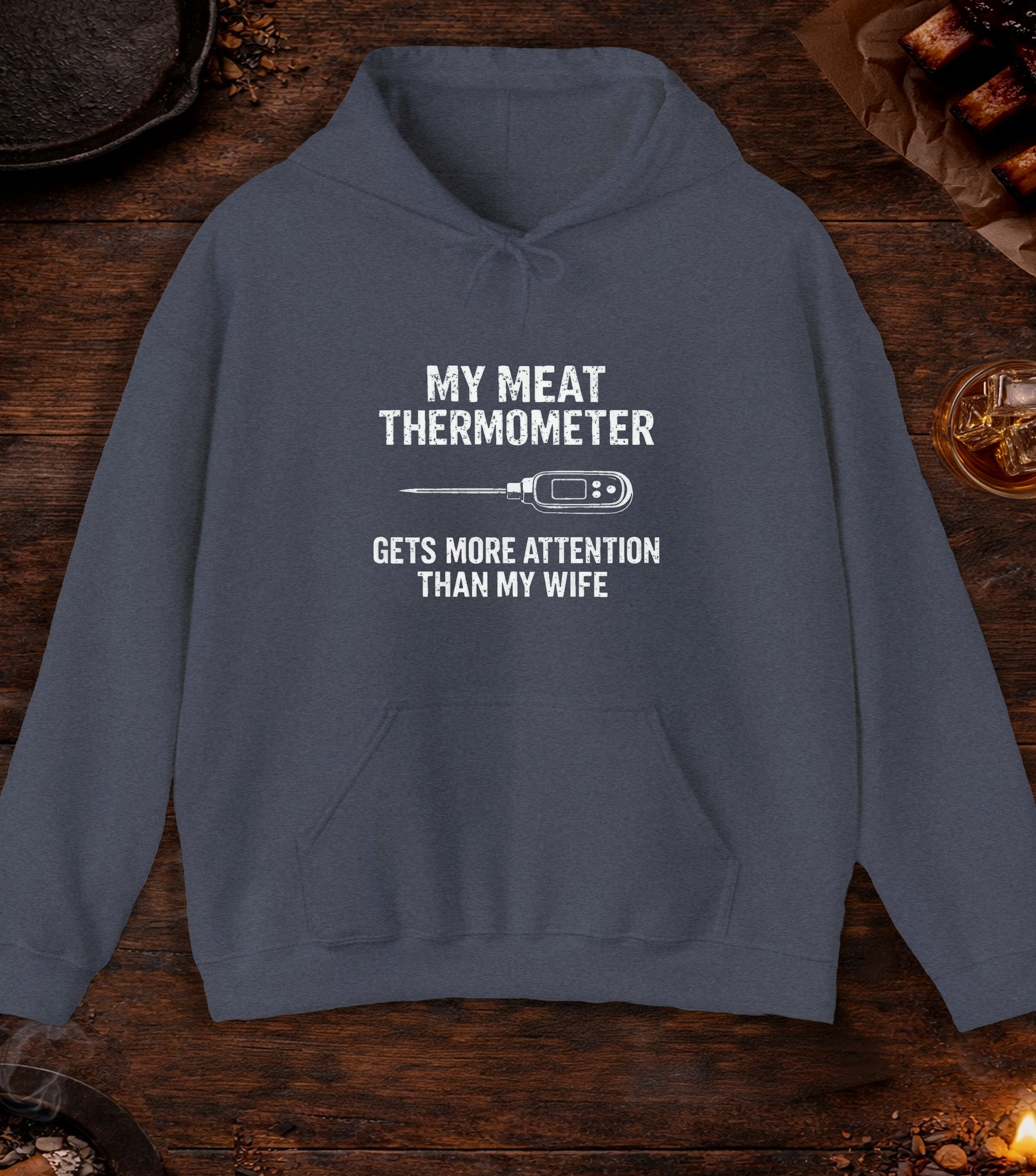 Thermometer More Attention Than Wife Hoodie - Heather Navy