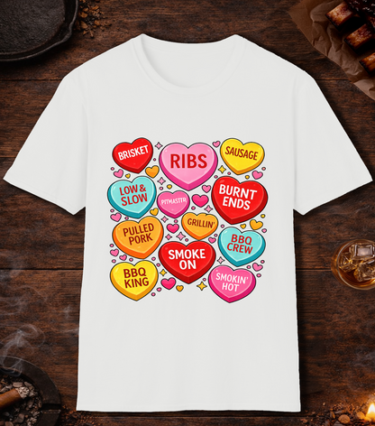 Valentines Day BBQ Hearts T-Shirt - White