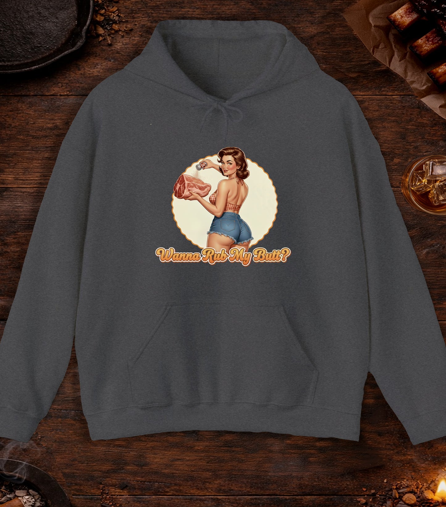 Wanna Rub My Butt Hoodie - Dark Heather