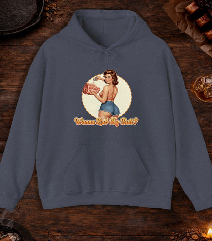 Wanna Rub My Butt Hoodie - Heather Navy