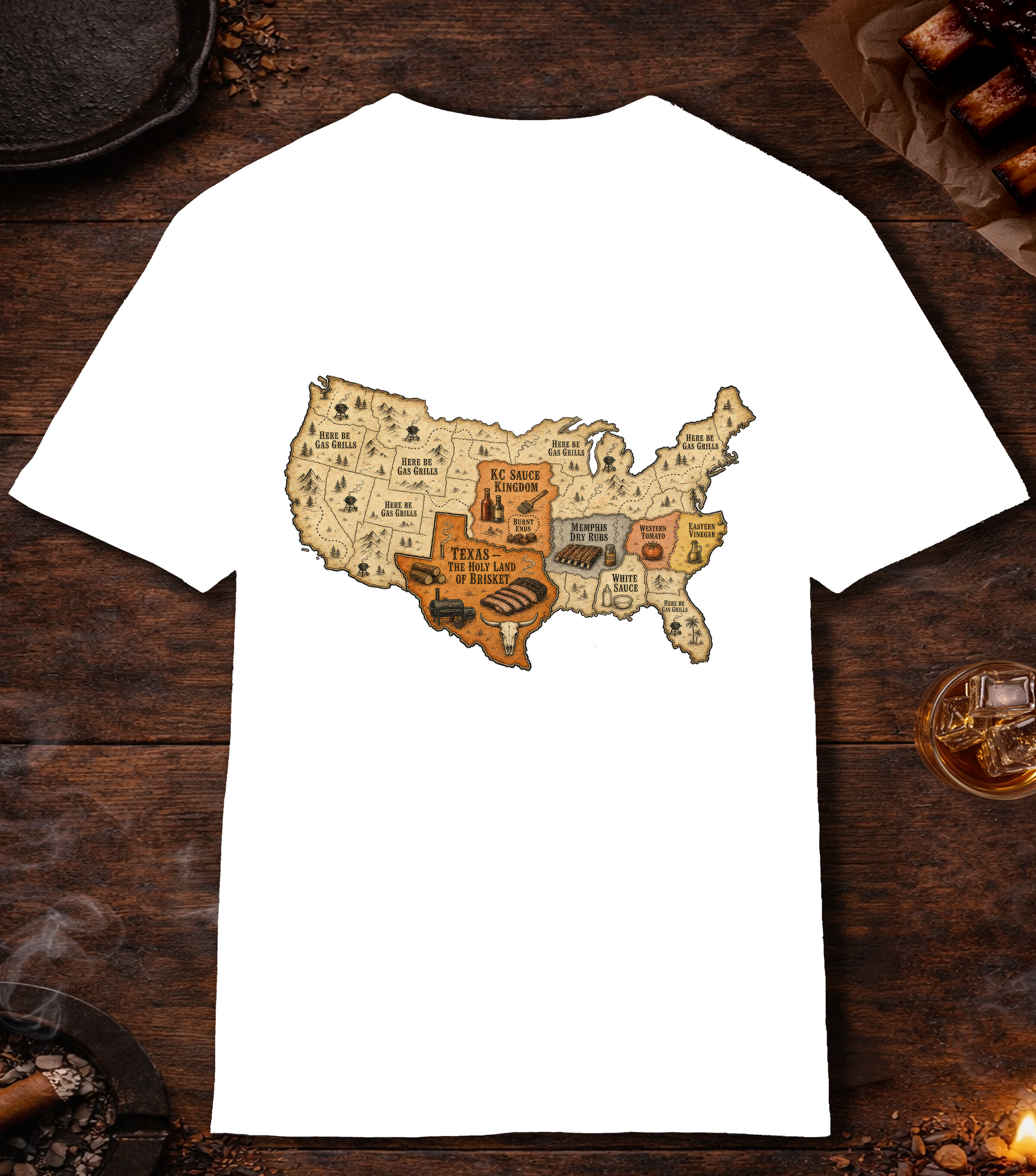 Map of BBQ T-Shirt - White