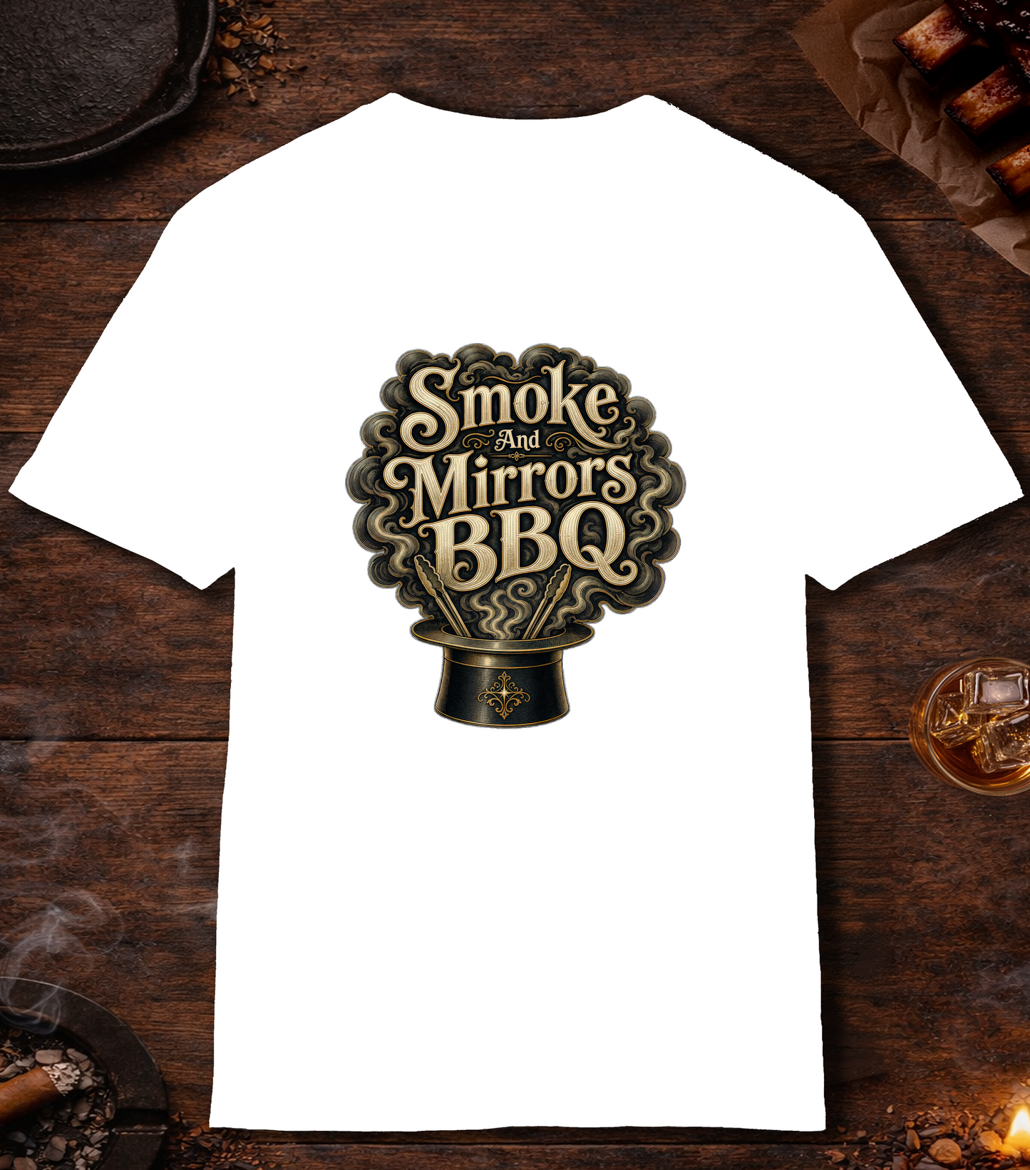 Smoke and Mirrors BBQ T-Shirt - White