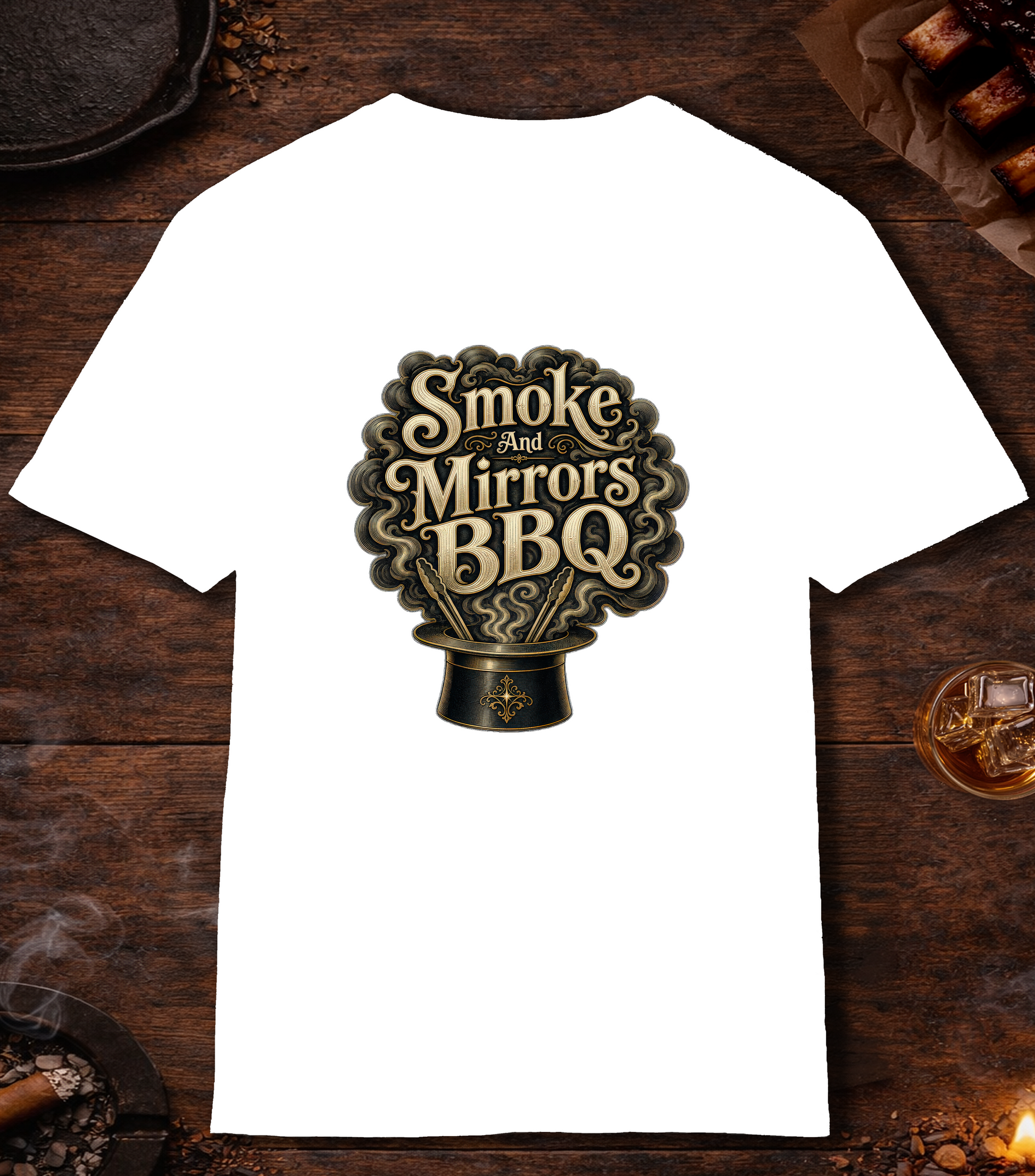 Smoke and Mirrors BBQ T-Shirt - White