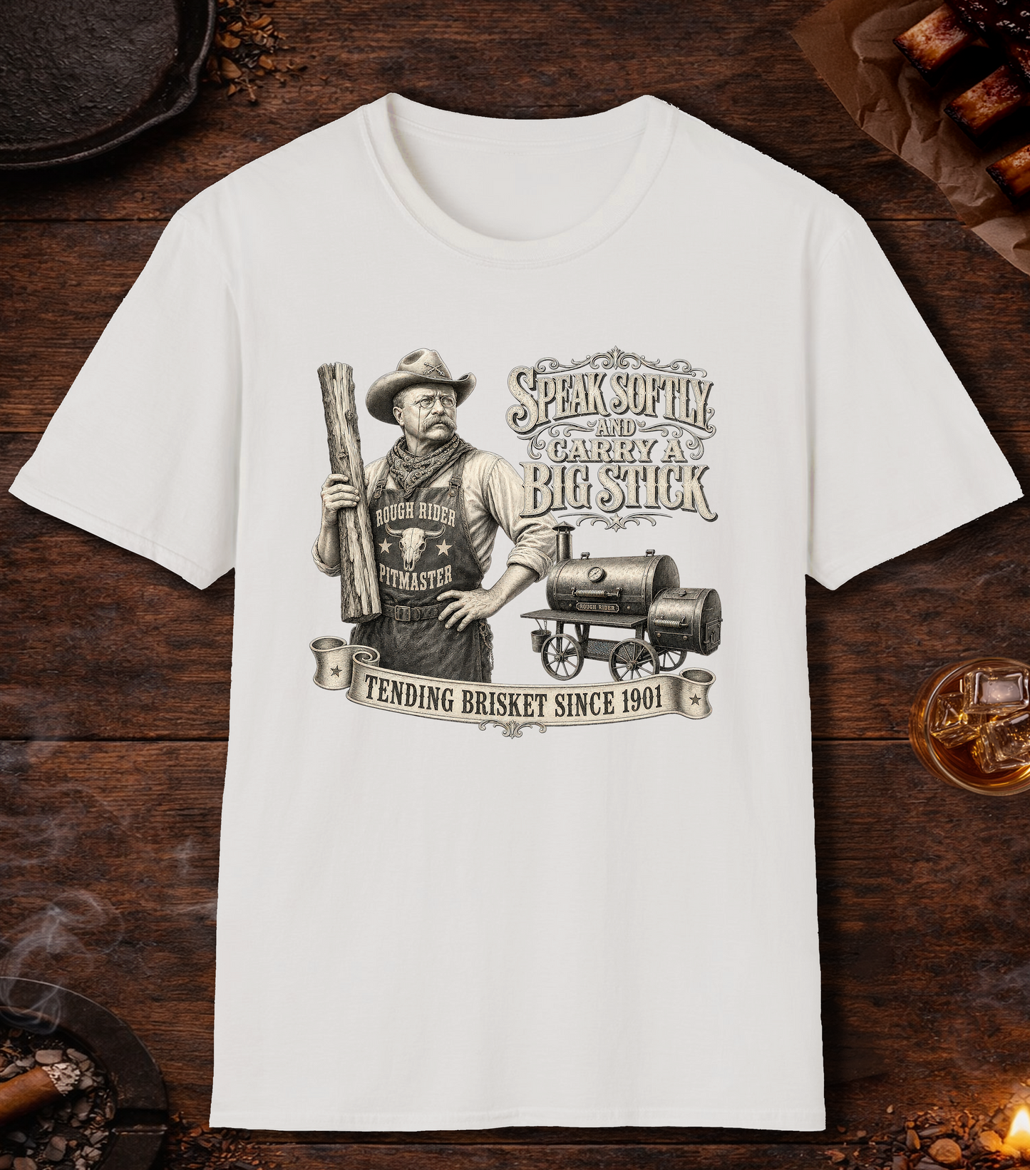Teddy Roosevelt Pitmaster T-Shirt - White