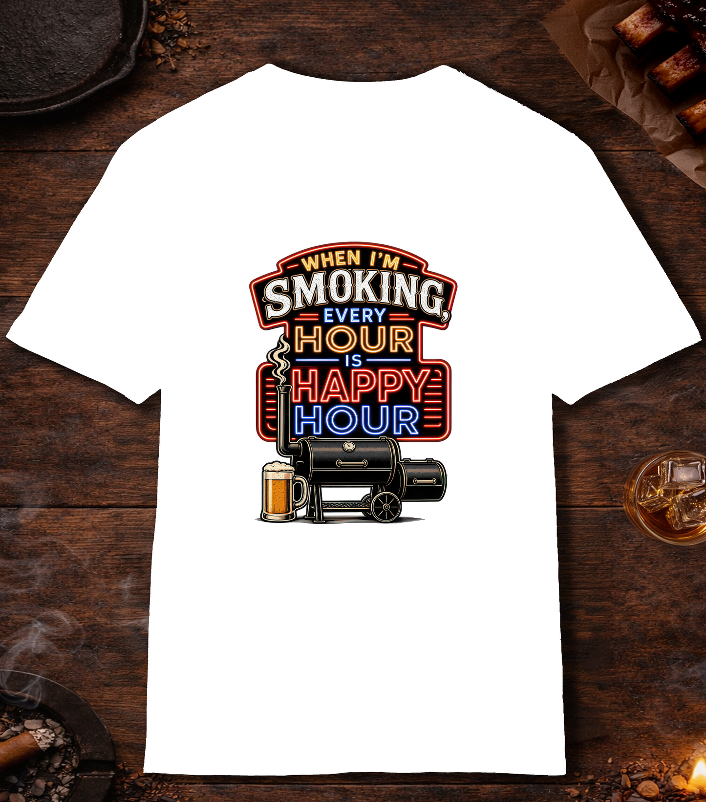 Smoking Happy Hour T-Shirt - White