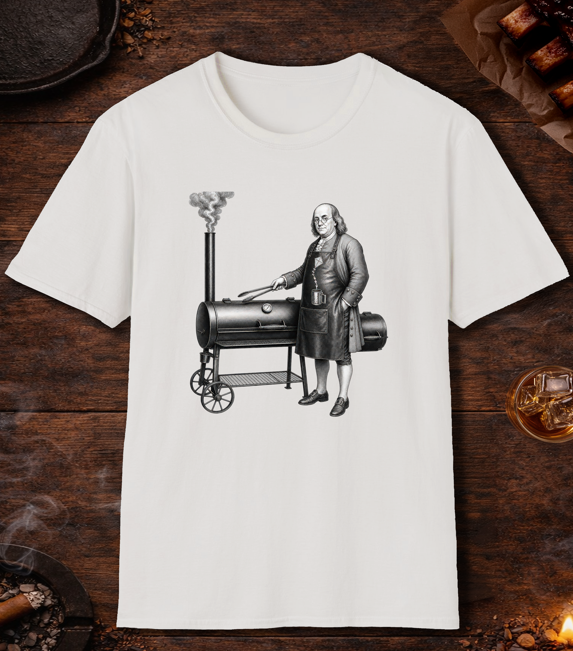 Ben Franklin Charcoal Chimney T-Shirt - White
