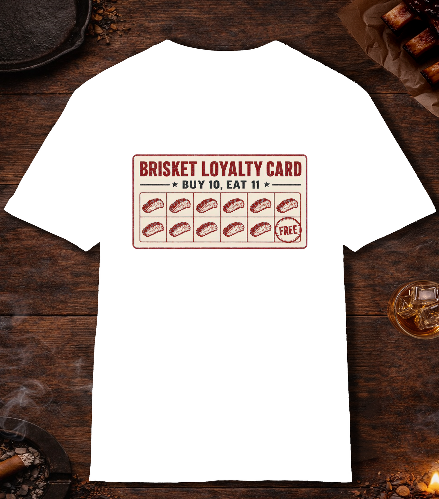 Brisket Loyalty Card T-Shirt - White