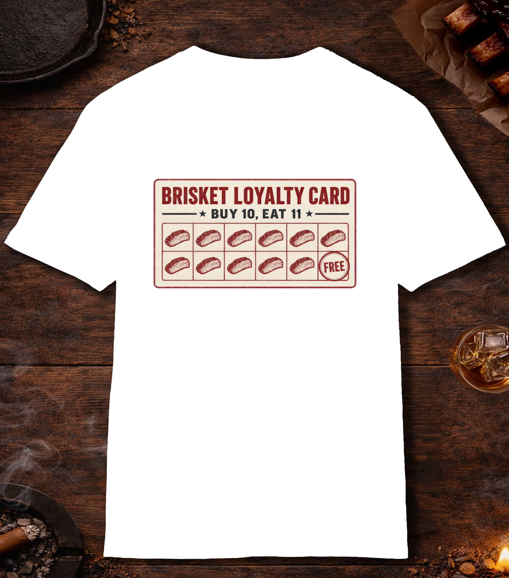 Brisket Loyalty Card T-Shirt - White