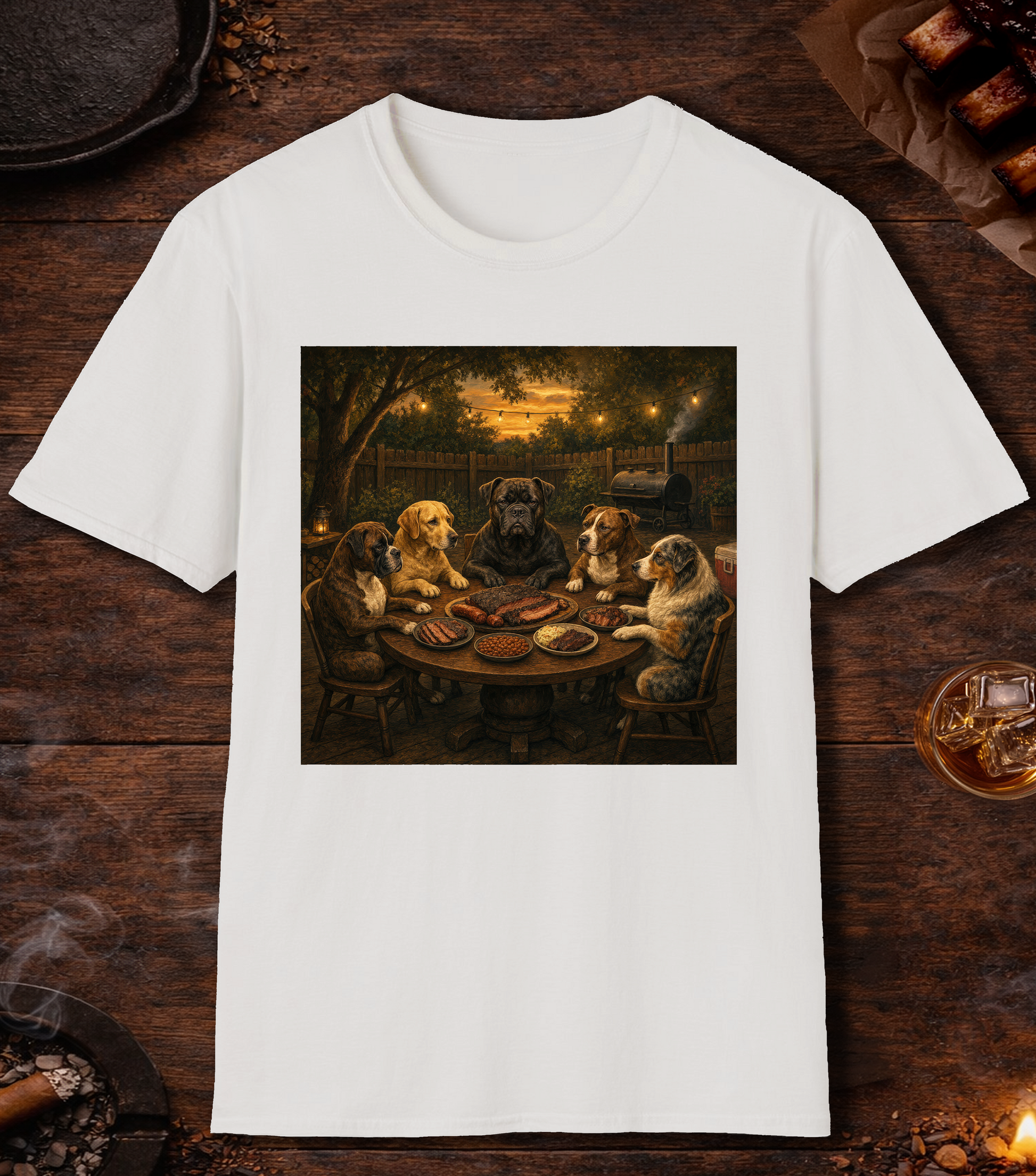 Dogs Eating BBQ T-Shirt - White