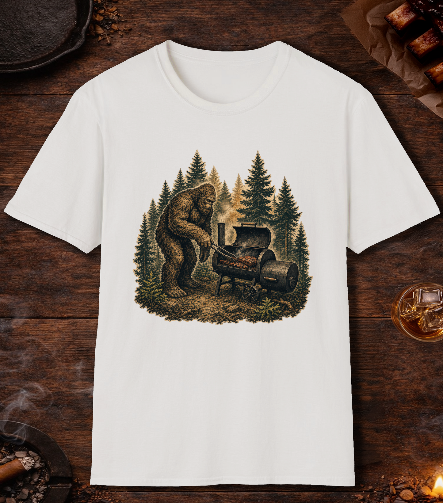 Bigfoot Smoker T-Shirt - White