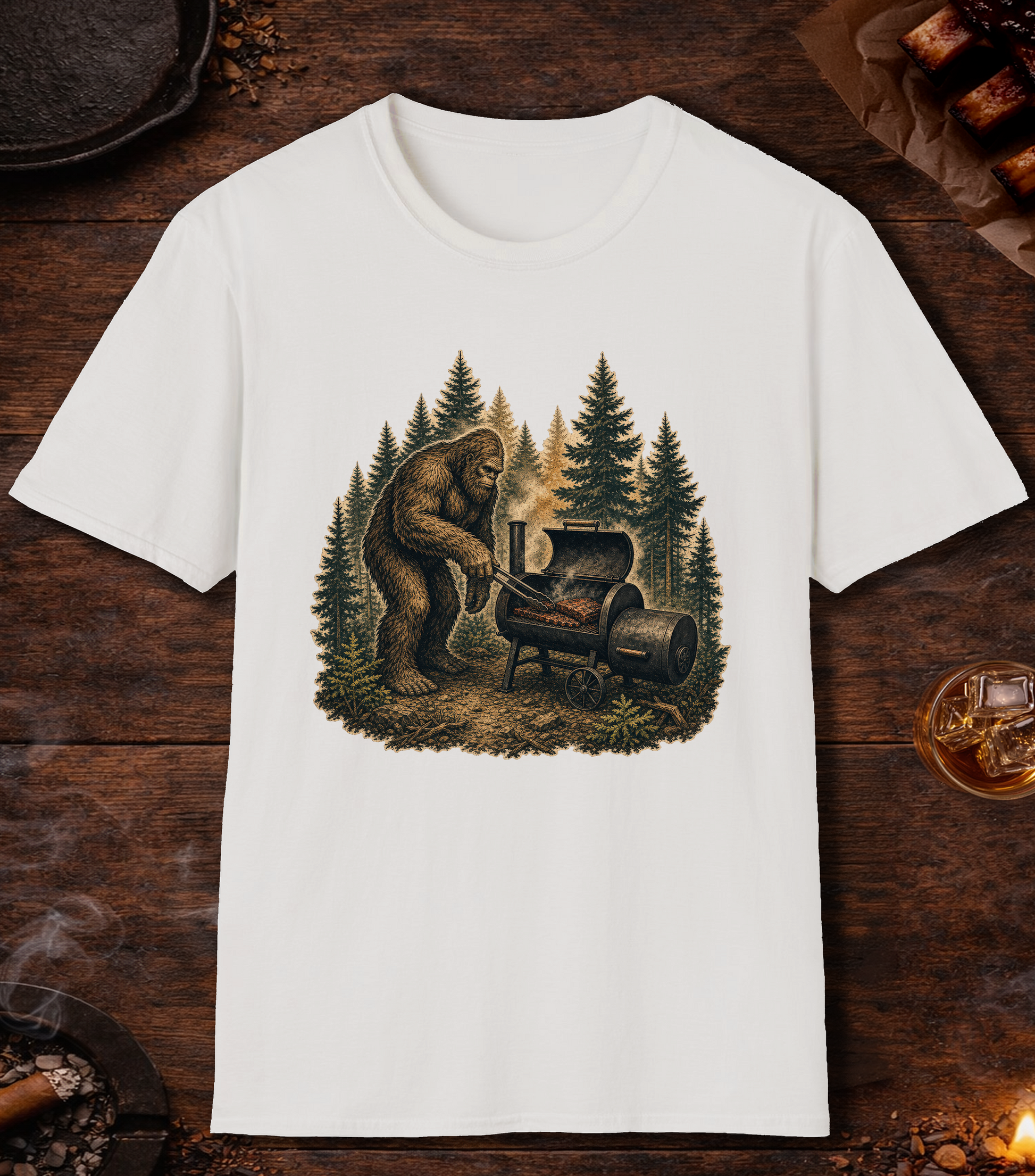 Bigfoot Smoker T-Shirt - White