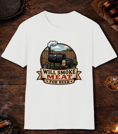 Will Smoke for Beer T-Shirt - White