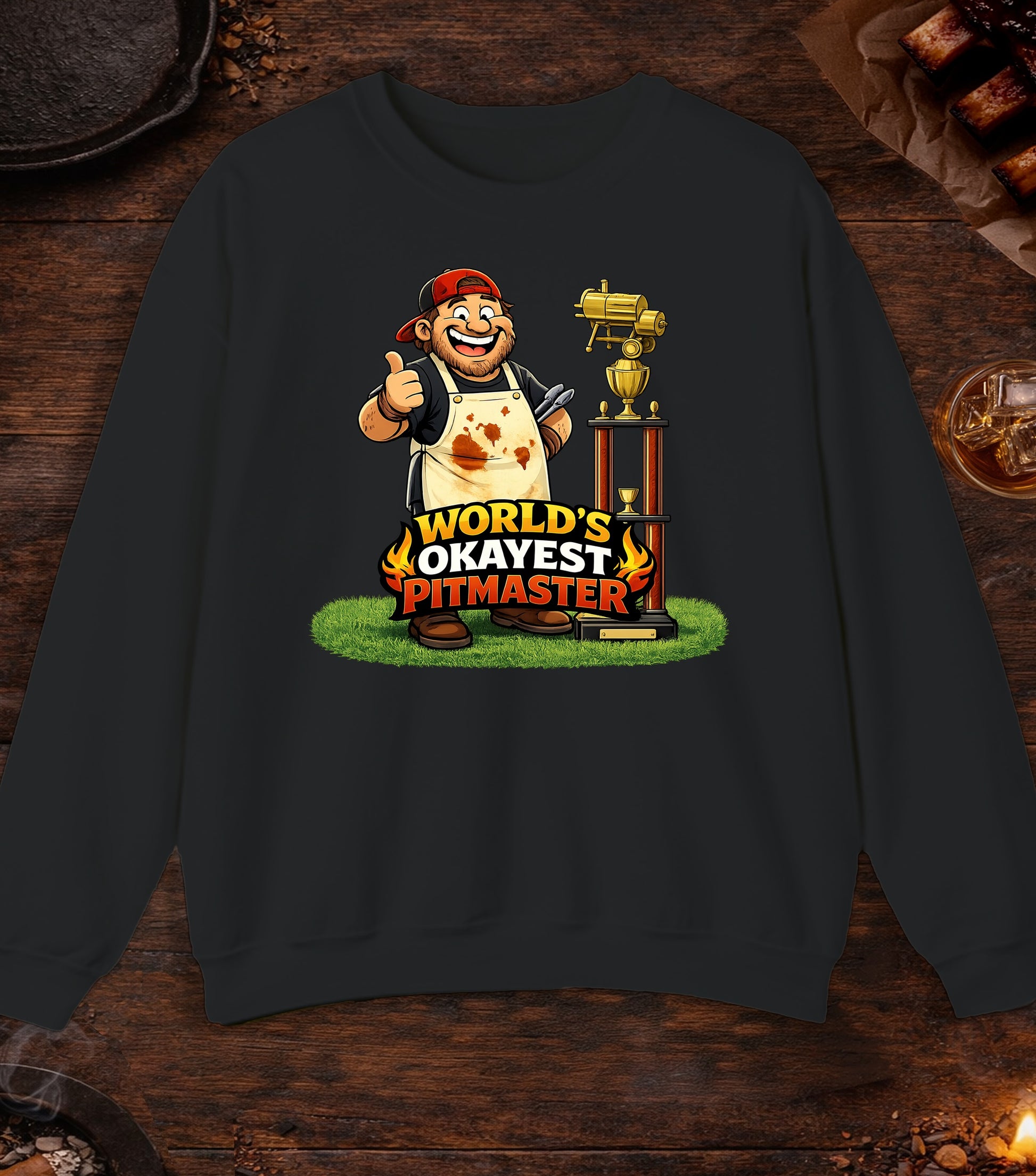 Worlds Okayest Pitmaster Crewneck - Black