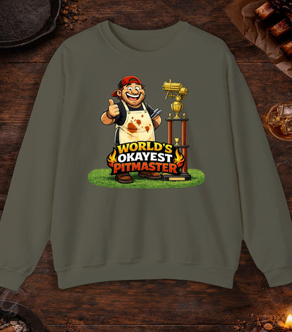 Worlds Okayest Pitmaster Crewneck - Military Green