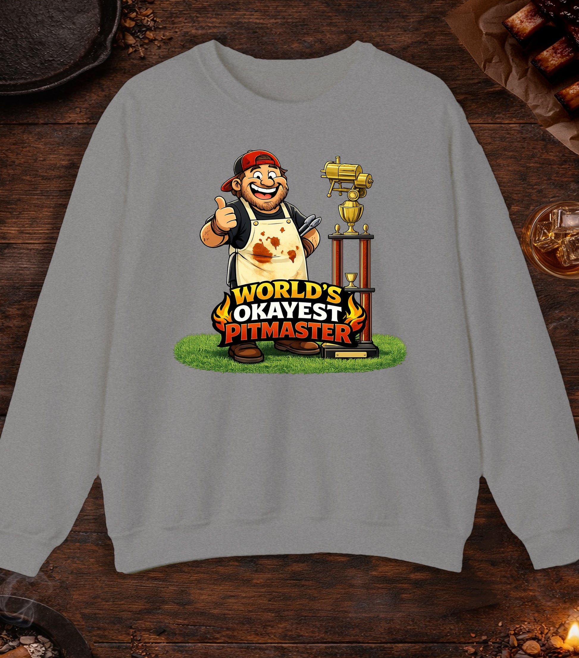 Worlds Okayest Pitmaster Crewneck - Sport Grey