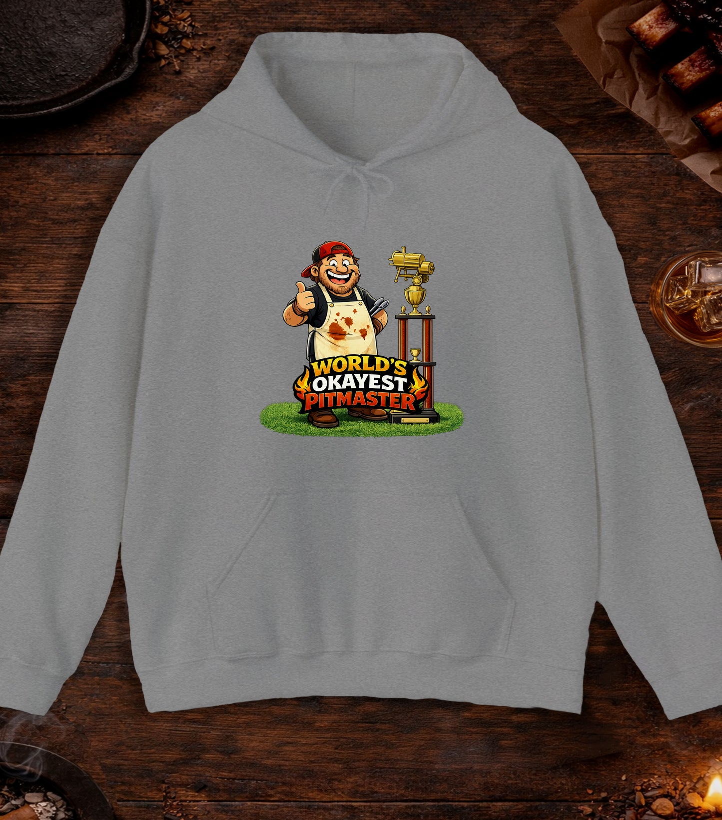 Worlds Okayest Pitmaster Hoodie - Sport Grey